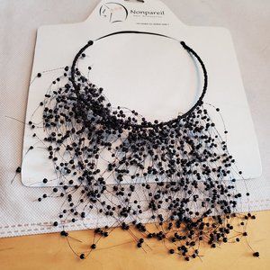 Nonpareil Black Bead Hair Piece Wedding Accessory